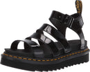 24192001 DR MARTENS WOMEN'S BLAIRE SANDAL SIZE 9 BLACK PATENT LAMPER SIZE 9 - Like New
