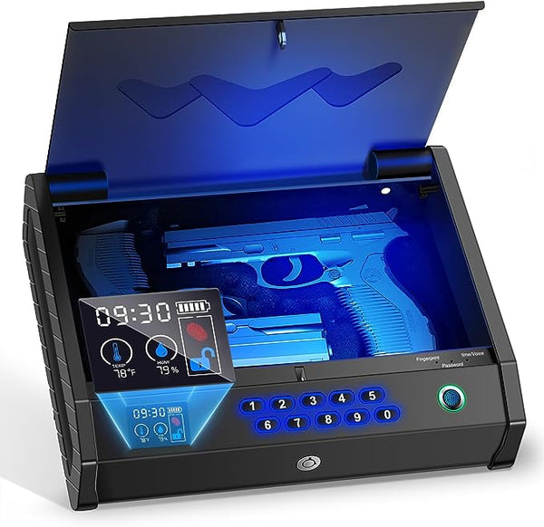 MOLICAR Gun Safe, Upgrade Biometric Gun Safes for Handgun with LCD 443B - BLACK Like New