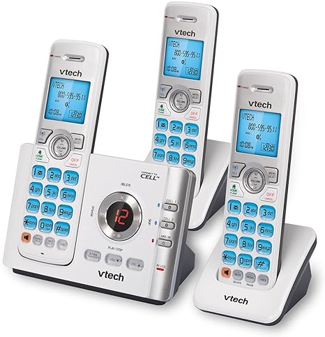 VTech DS6722-3 DECT 6.0 3-Handset Cordless Phone Digital System - WHITE Like New