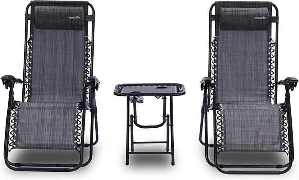 SereneLife Zero Gravity Lounge Chair Adjustable Steel Mesh Recliners Set of 2 Like New