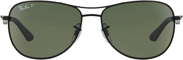 Ray-Ban Men's RB3519 Aviator Sunglasses - Green Polarized/ Matte Black Like New
