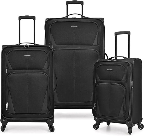 U.S. Traveler Aviron Bay Softside Spinner 3 Piece Luggage US08125K-BLK - BLACK Like New