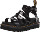 24192001 Dr. Martens Women Blaire Fisherman Sandal Black Patent Lamper Size 8 - Like New