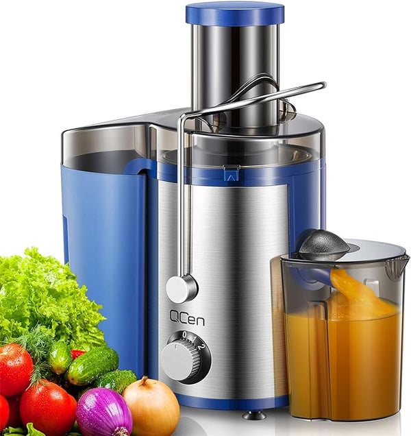 Qcen Juicer Machine 800W Centrifugal Juicer Extractor Wide Mouth 3” Feed - Blue Like New