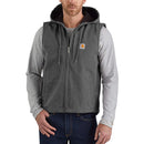 CARHARTT MEN'S RELAXED FIT WASHED DUCK FLEECE-LINED HOODED VEST GRAVEL XL - Brand New