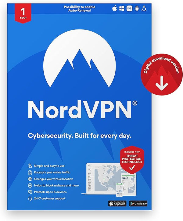NordVPN Standard 1-Year VPN & Cybersecurity Software 6 Devices [Online Code]