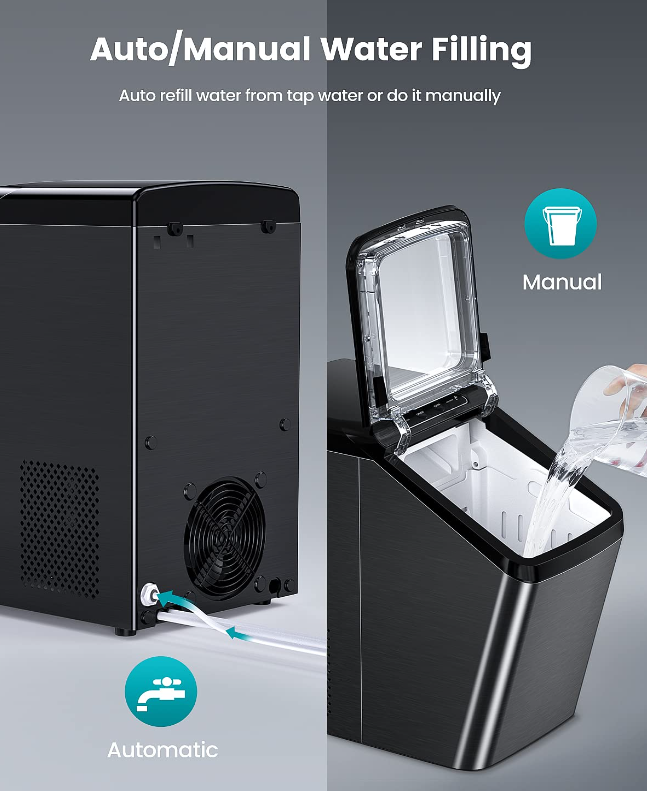 Nugget Ice Maker, with 3.3lb Ice Bin and Scoop for Countertop