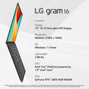LG gram 16" WQXGA 2560x1600 i7-1360P 32GB 2TB SSD RTX 3050 16Z90R-A.ADB9U1 Black - Like New