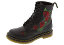 1460VONDA DR. MARTENS WOMEN 1460 VONDA FLORAL LEATHER BOOT BLACK SOFTY SIZE 6 - Like New