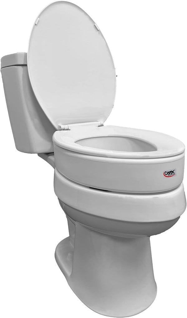 Carex Toilet Seat Riser, Elongated 3.5" Raised Toilet Seat FGB306C10000 - WHITE Like New