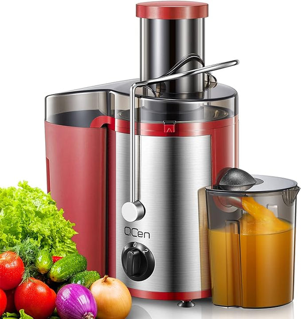 Qcen Juicer Machine 500W Centrifugal Juicer Extractor Wide Mouth 3” KS-501 - RED Like New