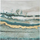 Ashley Praveen Modern Abstract Wall Art Gold Leaf 40 x 40 Blue and White - Brand New