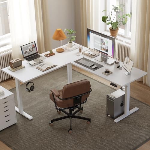 AGILESTIC L SHAPED DESK ADJUSTABLE HEIGHT ELECTRIC CORNER STANDING DES ...