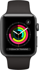 For Parts: APPLE WATCH SERIES 3 GPS 42mm SPACE GRAY ALUMINUM BLACK CRACKED SCREEN/LCD