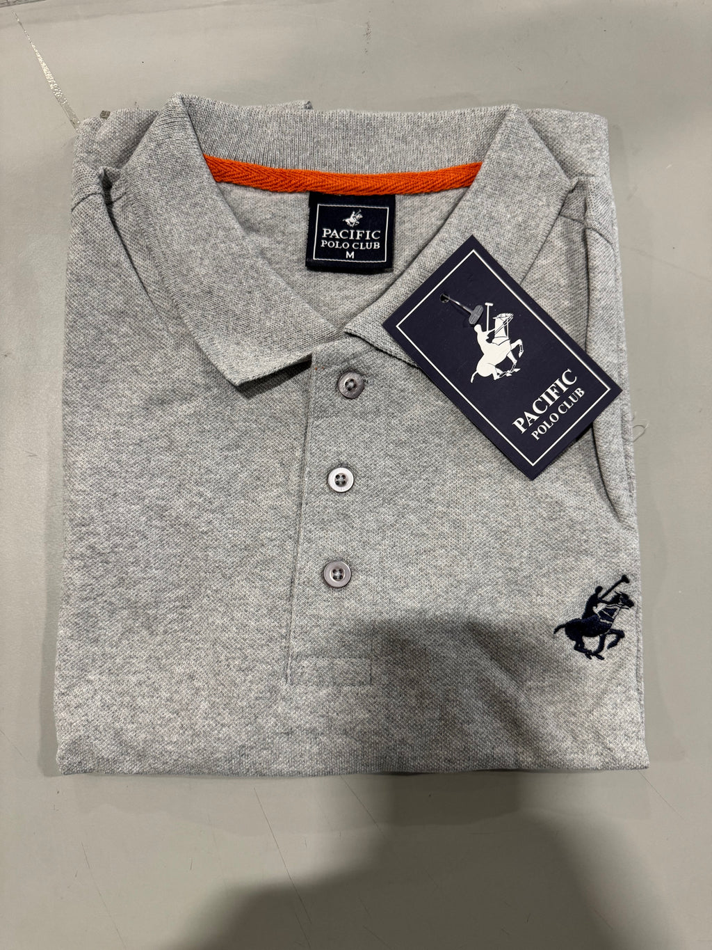 PACIFIC POLO CLUB SHORT SLEEVES POLO - SIZE: MEN M - HEATHER GRAY