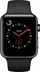 Apple Watch Series 3 42mm MQK92LL/A - Stainless Steel Case Black Sport Band - Like New