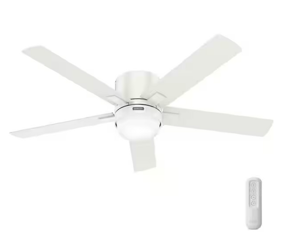 HUNTER 52" Indoor Fresh White Ceiling Fan Light Remote Control 5 BLADE - WHITE Like New