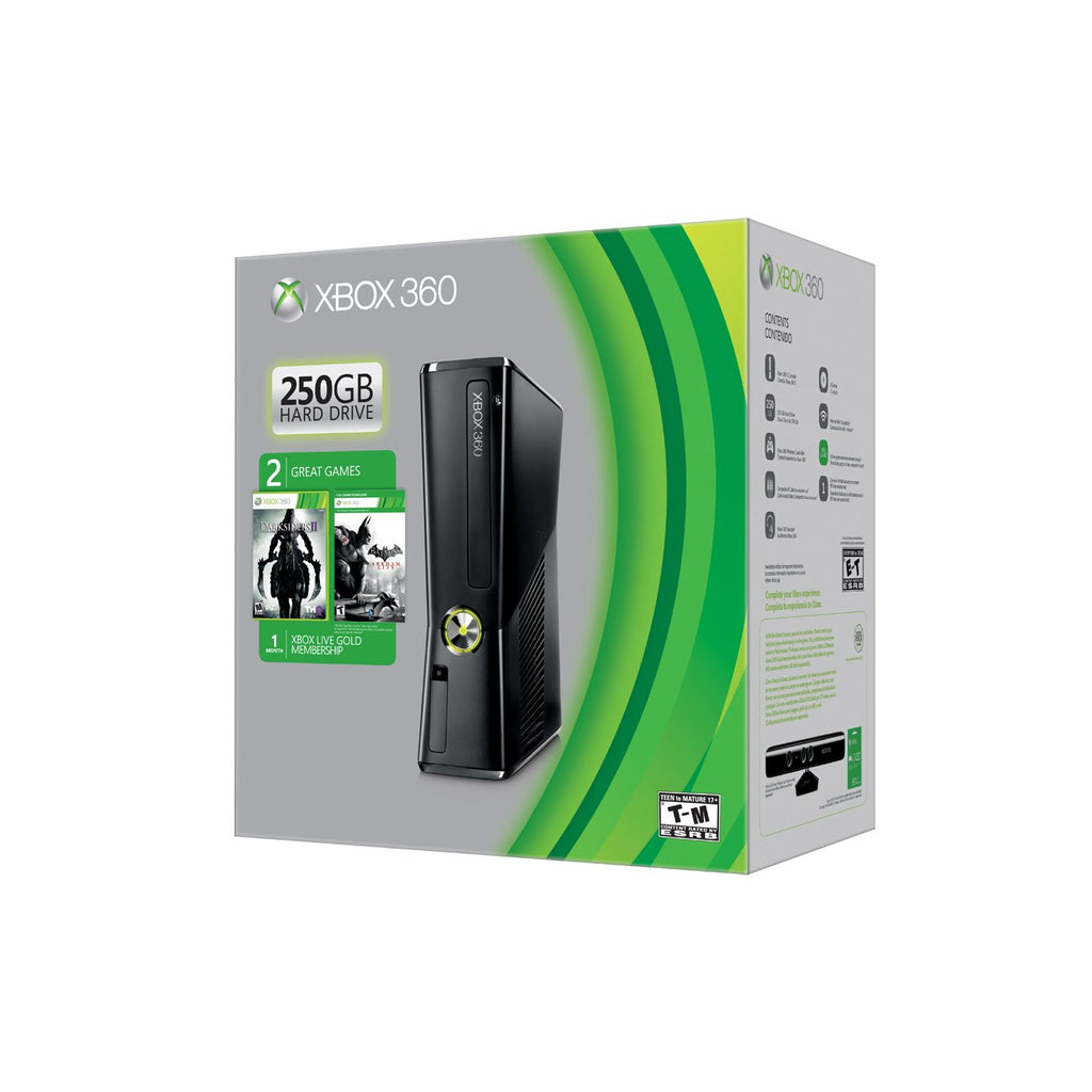 MICROSOFT XBOX 360 SLIM 250GB WIFI GAME CONSOLE BUNDLE BLACK R9G