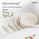 BAZOVA BZ101 CERAMIC NONSTICK COOKWARE SET, 17-PIECES, REMOVABLE HANDLES - WHITE - Like New