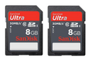 Sandisk Ultra SDHC 8GB SDSDH2-008G-AC11 2-Pack - Black - Brand New