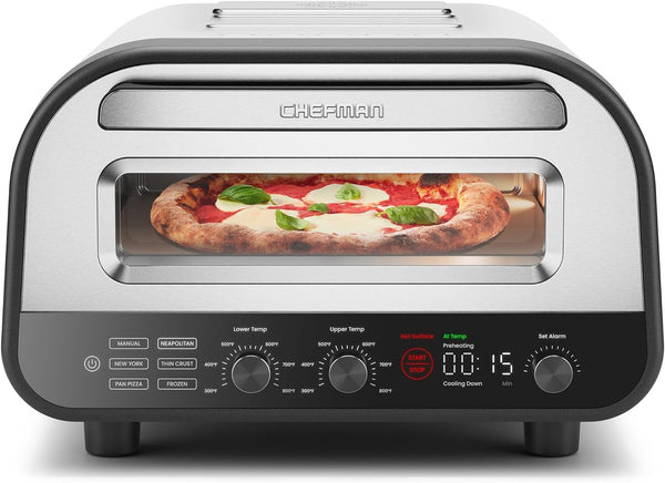CHEFMAN Indoor Pizza Oven, Makes 12" Pizzas RJ25-PO12-SS-CA-CO - Stainless Steel Like New