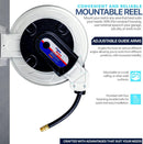 AlphaWorks Mountable Retractable Fuel Hose Reel - 3/4" x 65' Ft, 300 Max PSI, 1"