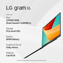 LG gram 16" WQXGA 2560x1600 i7-1360P 32GB 2TB SSD RTX 3050 16Z90R-A.ADB9U1 Black - Like New