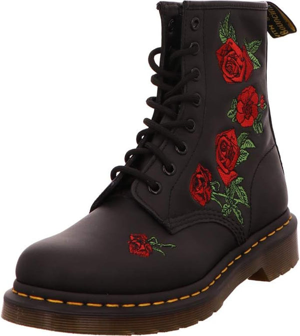 Dr. Martens Womens 1460 Vonda Floral Leather Lace Up Boots Softy T Black 5 New