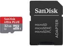 Sandisk 32 GB Ultra Plus Class 10 Micro SDHC Adapter SDSDQUP-032G-AC46A - Black - Brand New