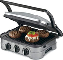 Cuisinart GRID-8NFR 5-in-1 Griddle Contact Counter-top Grill - Silver - Like New