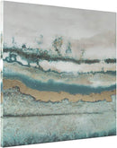 Ashley Praveen Modern Abstract Wall Art Gold Leaf 40 x 40 Blue and White - Brand New