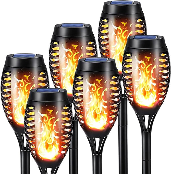 Toodour Solar Torch Flame Lights 6 Pack Solar Christmas Lights Outdoor - BLACK Like New