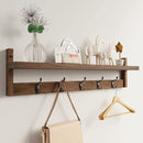 AMBIRD WALL HOOKS WITH SHELF 28.9" L ENTRYWAY WALL HANGING SHELF - BROWN - Like New