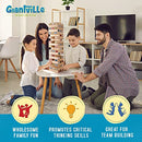 GIANTVILLE GIANT TUMBLING TIMBER TOY PREMIUM PINE WOOD 54-BLOCKS - 3 ACCESSORIES - Like New