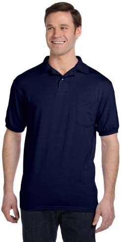 Hanes Adult ComfortBlend EcoSmart Jersey Polo with Pocket 054P New