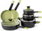 Prikoi Pots and Pans Set, Nonstick Cookware Set, Frying Pans (10 Piece) - Green Like New