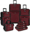 Travel Select Amsterdam Expandable Rolling Upright Luggage 8-Piece Set -Burgundy Like New