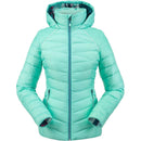 SPYDER TIMELESS HOODIE DOWN JACKET - SIZE: WOMEN L - AQUA SEA - Brand New