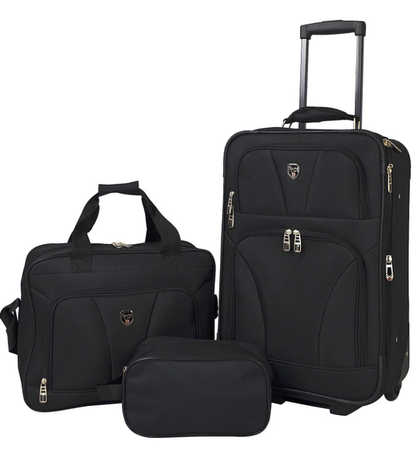 Travelers Club Bowman Expandable Luggage, Black, 3-Piece Set EVA-86303 Like New