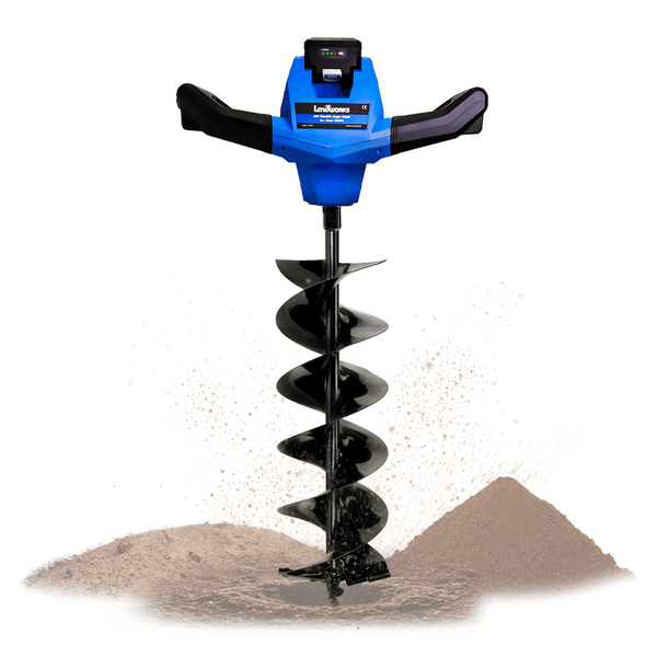 Landworks Electric Earth Auger and Drill Bit - 48V 2Ah Battery System, 6" x 30"