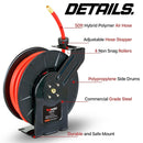 ReelWorks Industrial Retractable Air Hose Reel - 3/8" x 50'FT, 1/4" NPT