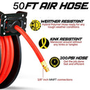ReelWorks Industrial Retractable Air Hose Reel - 3/8" x 50'FT, 1/4" NPT