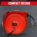 ReelWorks Mountable Retractable Air Hose Reel - 1/4" x 33'FT, 3' Ft Lead-In