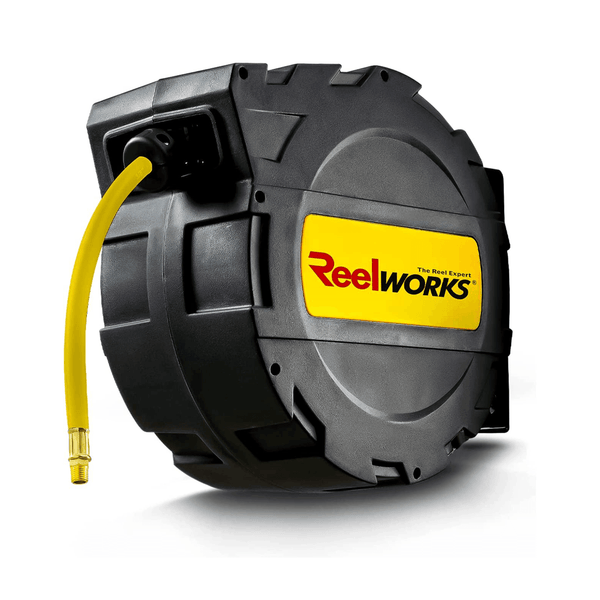 ReelWorks Mountable Retractable Air Hose Reel - 3/8" x 50'FT, 3' Ft Lead-In
