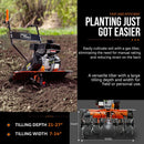 SuperHandy Heavy Duty Garden Tiller - 7HP Gas Engine, Adjustable Tines, 27"