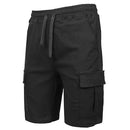 GALAXY BY HARVIC MEN STRETCH PULL-ON CARGO SHORTS WAIST DRAWSTRING BLACK M - Brand New