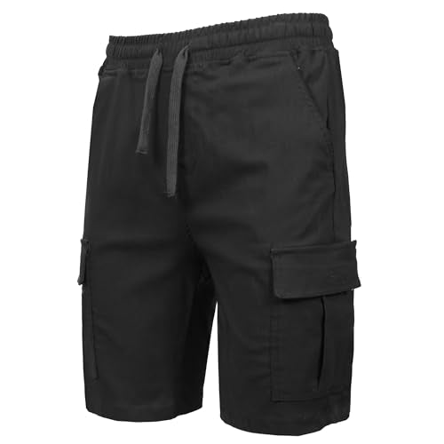 GALAXY BY HARVIC MEN STRETCH PULL-ON CARGO SHORTS WAIST DRAWSTRING BLACK M - Brand New