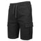 GALAXY BY HARVIC MEN STRETCH PULL-ON CARGO SHORTS WAIST DRAWSTRING BLACK M - Brand New