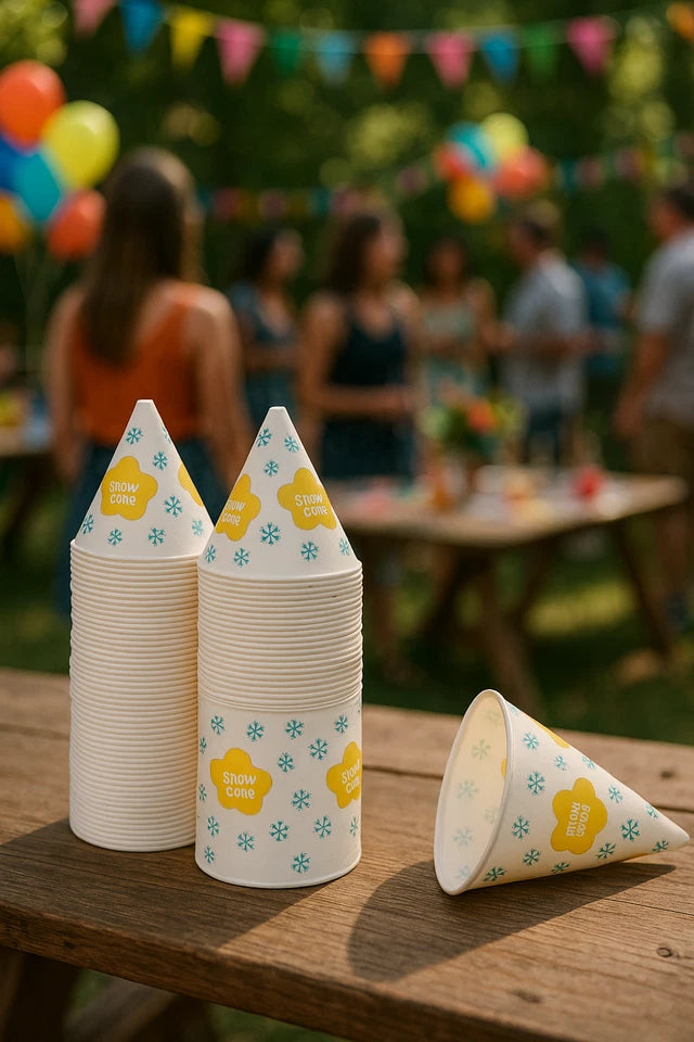 JAYOUR 2200 SNOW CONE CUPS 6OZ BULK PAPER DISPOSABLE PARTY CONCESSION - YELLOW - Like New