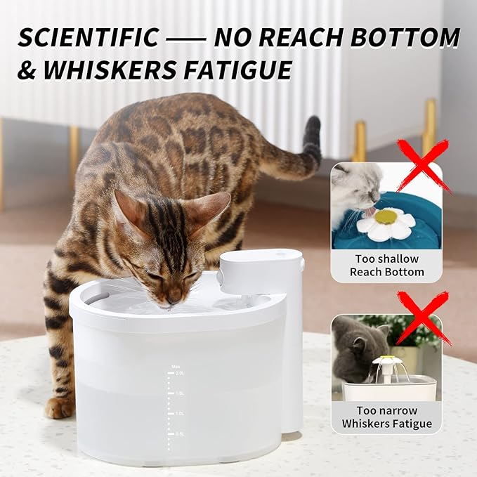 Uahpet Cat Water Fountain Wireless Battery Operated 67oz/2L Automatic Pet WHITE Like New